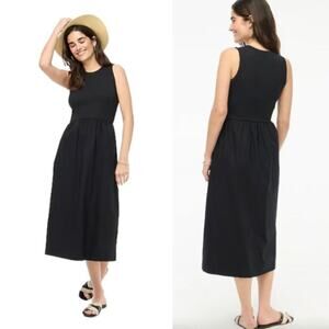 J. Crew Womens Crewneck Sleeveless Ribbed-Knit Mixy Dress CJ264 Black Size M NWT